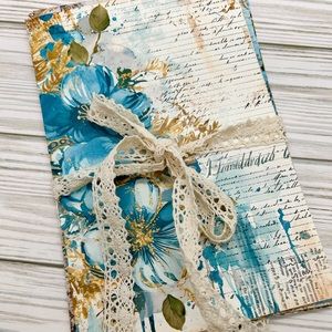 Junk Journal Pages Blue Shabby Chic Florals 12 pages journal scrapbooking
